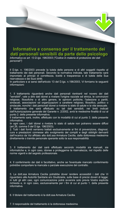 Informativa - Privacy - psicologo - Rimini - Dott.ssa Armatura Cecilia